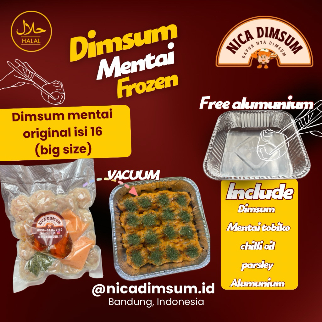 DIMSUM MENTAI FROZEN ISI 16 + CHILLI OIL BY NICA DIMSUM BANDUNG