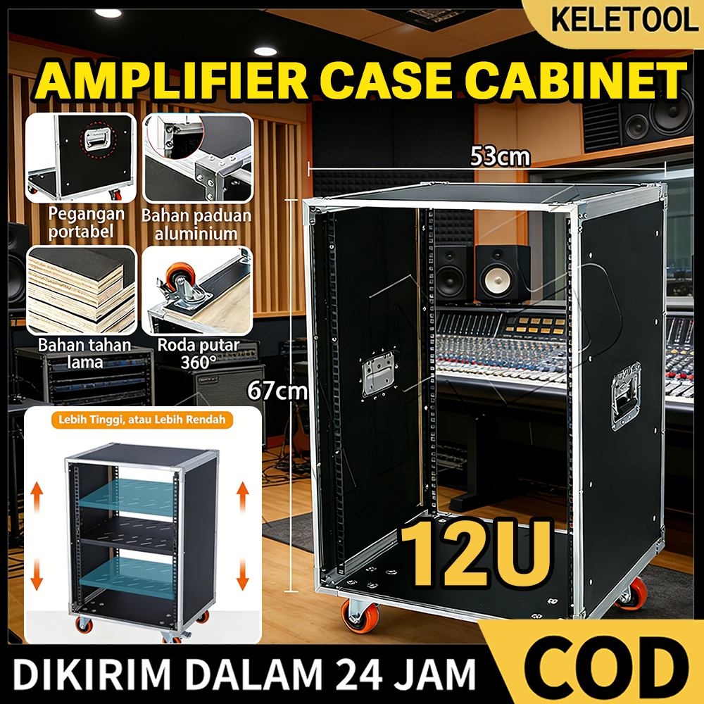 Box Hardcase 12U Polos Sound System  Kotak Power Rak Amplifier Hardcase Power  Sound Sistem  RAK Aks
