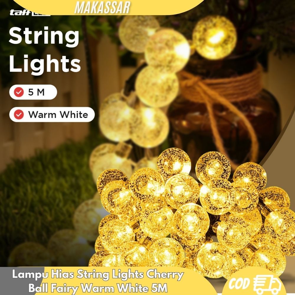 Lampu Hias String Lights Cherry Ball Fairy Warm White 5M / Lampu Hias Natal New Year String Lights C