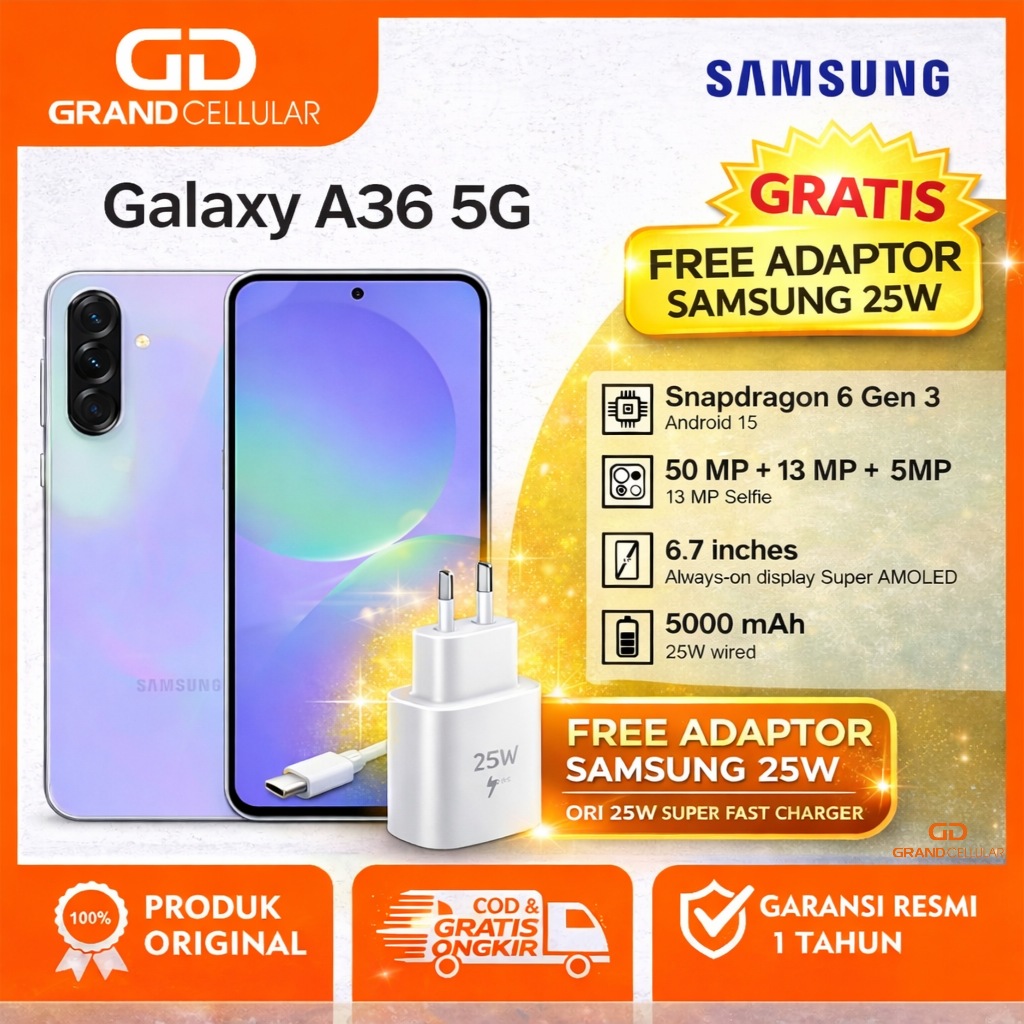 Samsung Galaxy A36 5G 12/256GB | 8/256GB | Super AMOLED | Garansi Resmi Samsung Indonesia
