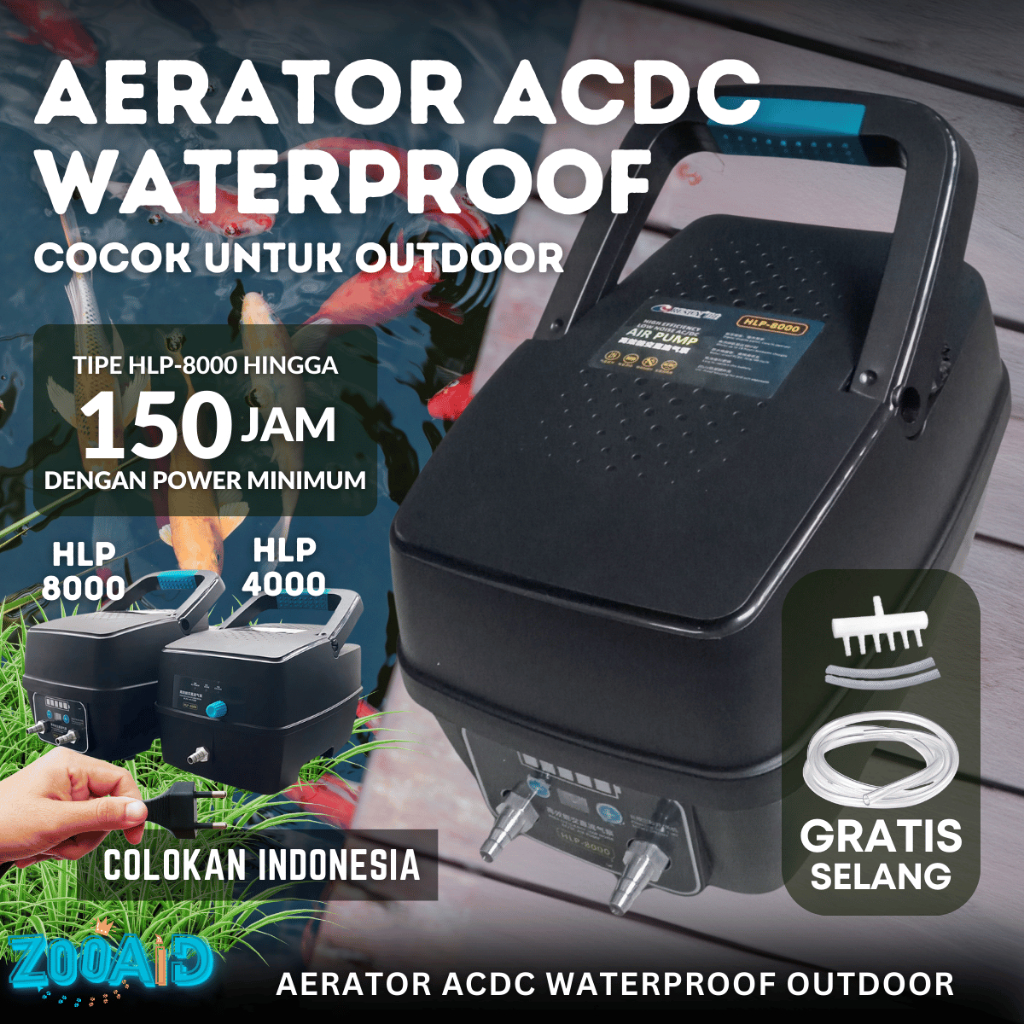 AC DC HLP Aerator Kolam Waterproof Pompa Udara Air Pump Gelembung Oksigen Airator Resun 4000 8000 Ca