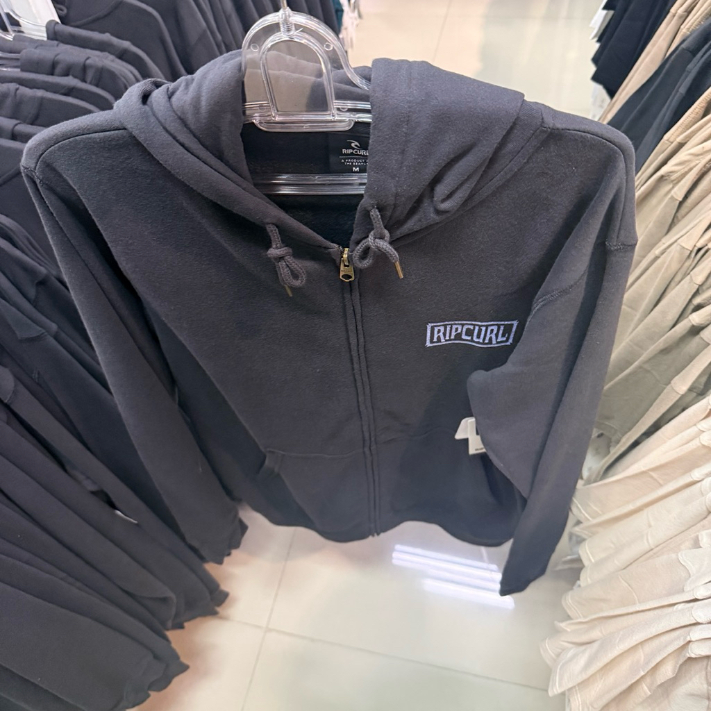 jaket pria rip curl original made for zip through hoodie washed blak