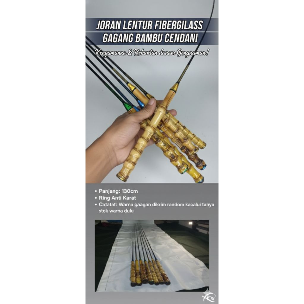 joran fiber lentur premium gagang bambu cendani