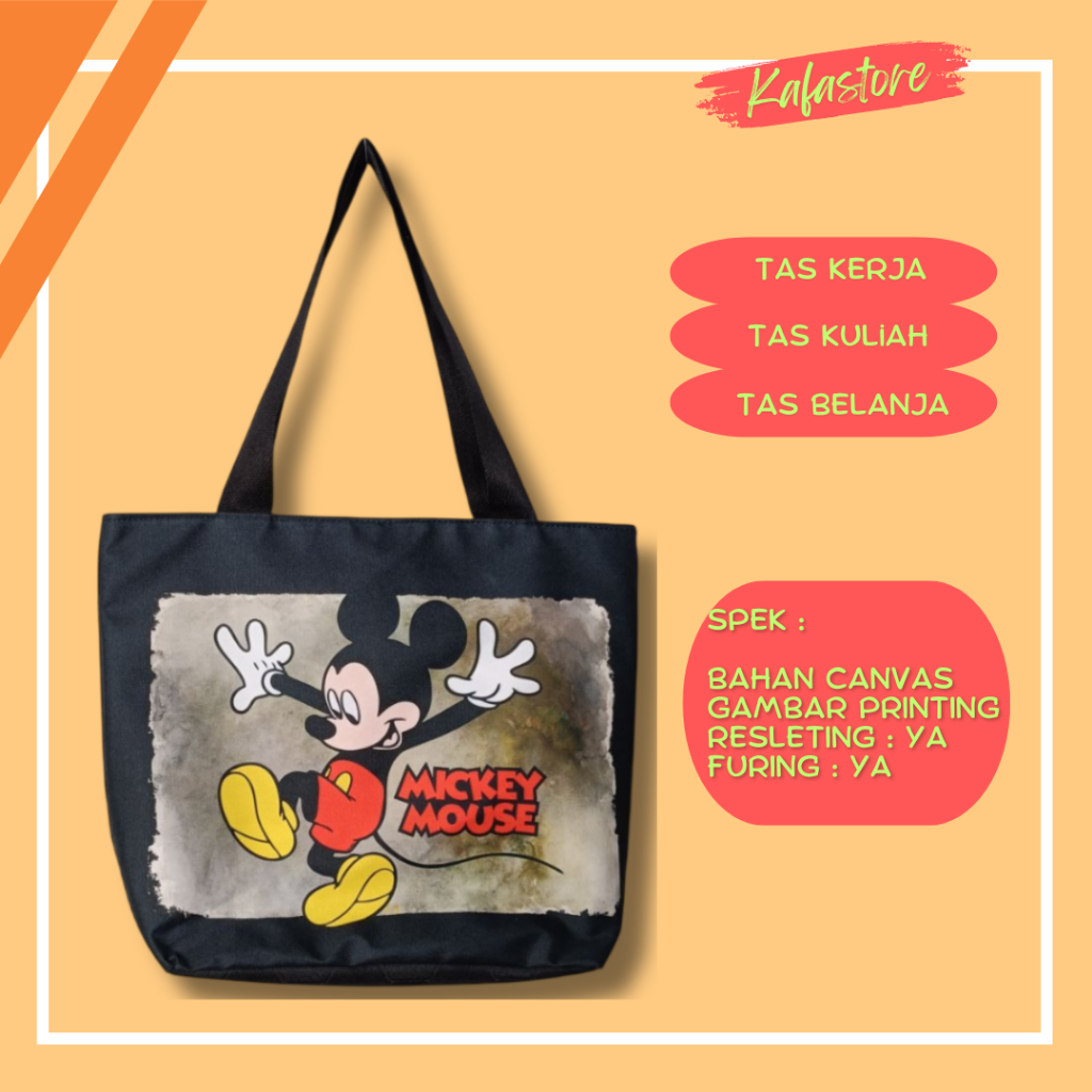 Tas Tote Tas Slempang Wanita Bahan Kanvas Tebal Gambar Printing Kuat, Tas Kuliah, Tas Kantor Tas Bel