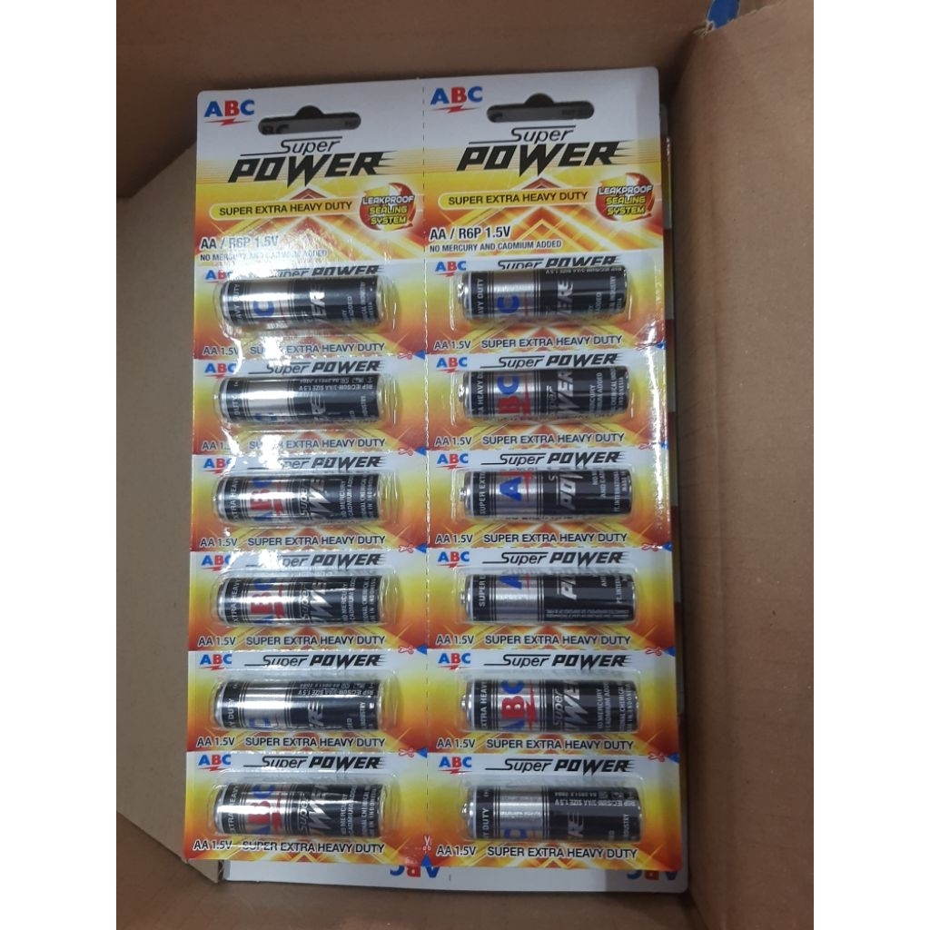 Baterai ABC Super Power original R6P 1B, satu renceng isi 12 pcs , AA/A2 1,5 V tahan lama