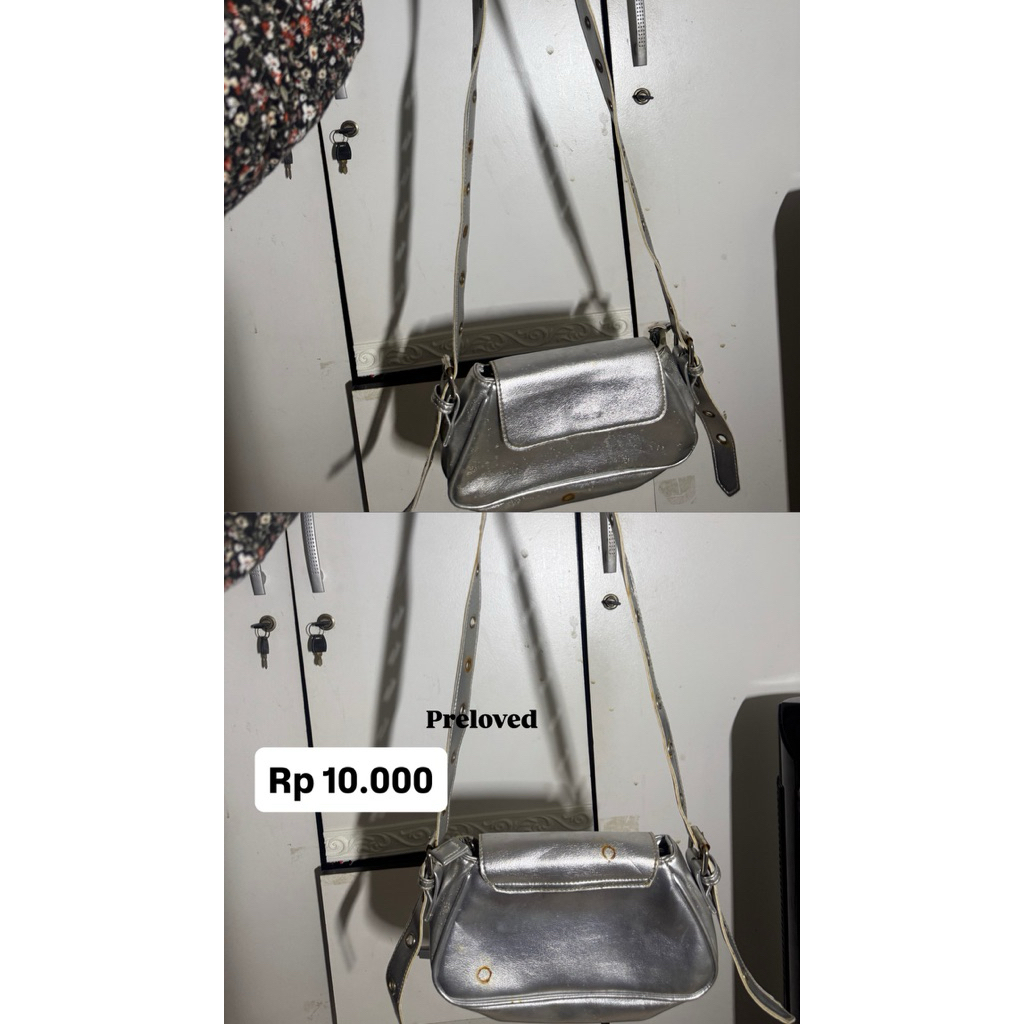 Preloved Tas slempang silver