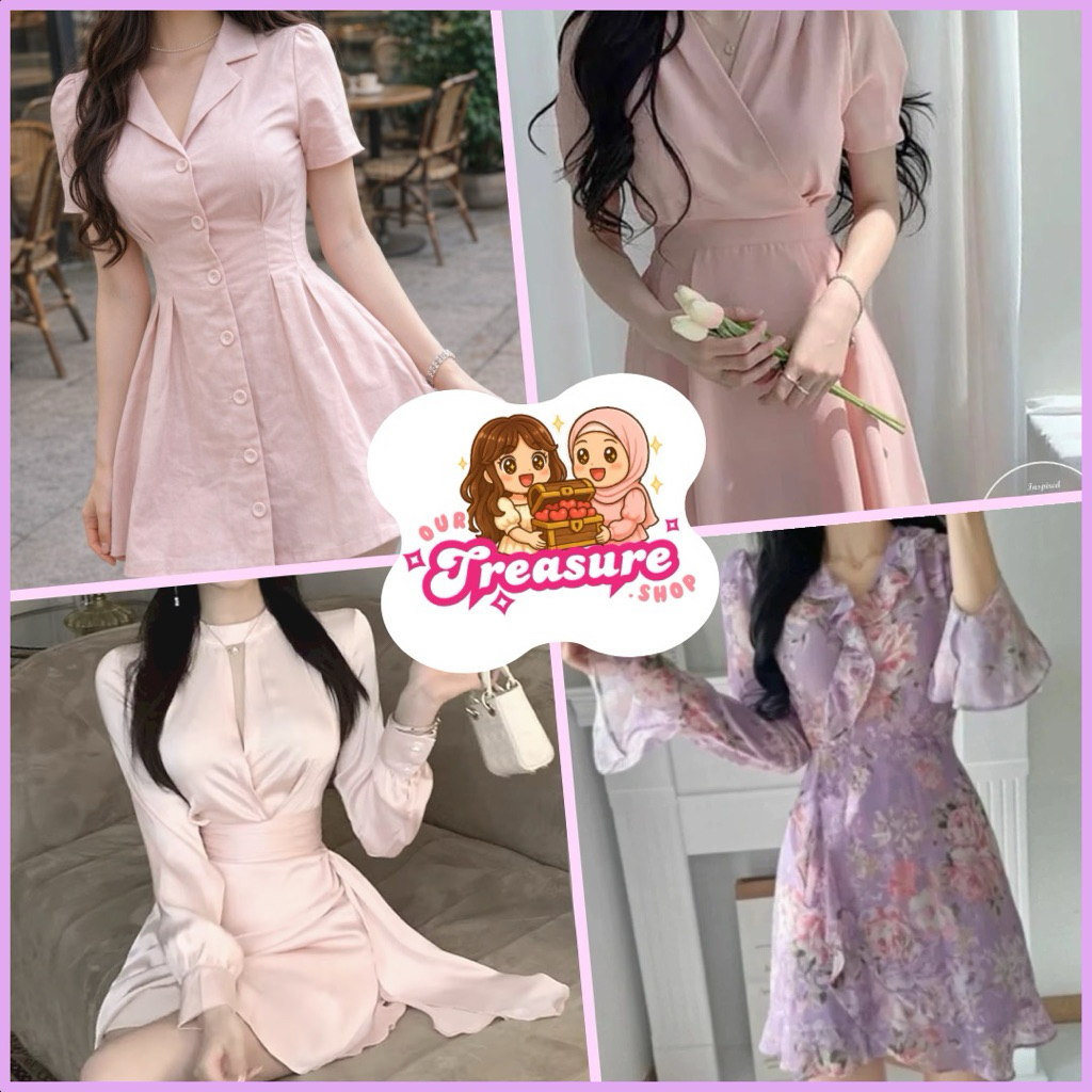 Katalog Dress Korean Style/ Dress Pink/Dress Lilac/Dress Salem