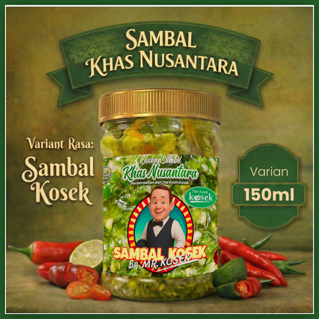 Sambal Kosek Original 150 ml | Sambal Bawang Pedas Gurih | Sambal Ijo Ayam Geprek Nusantara