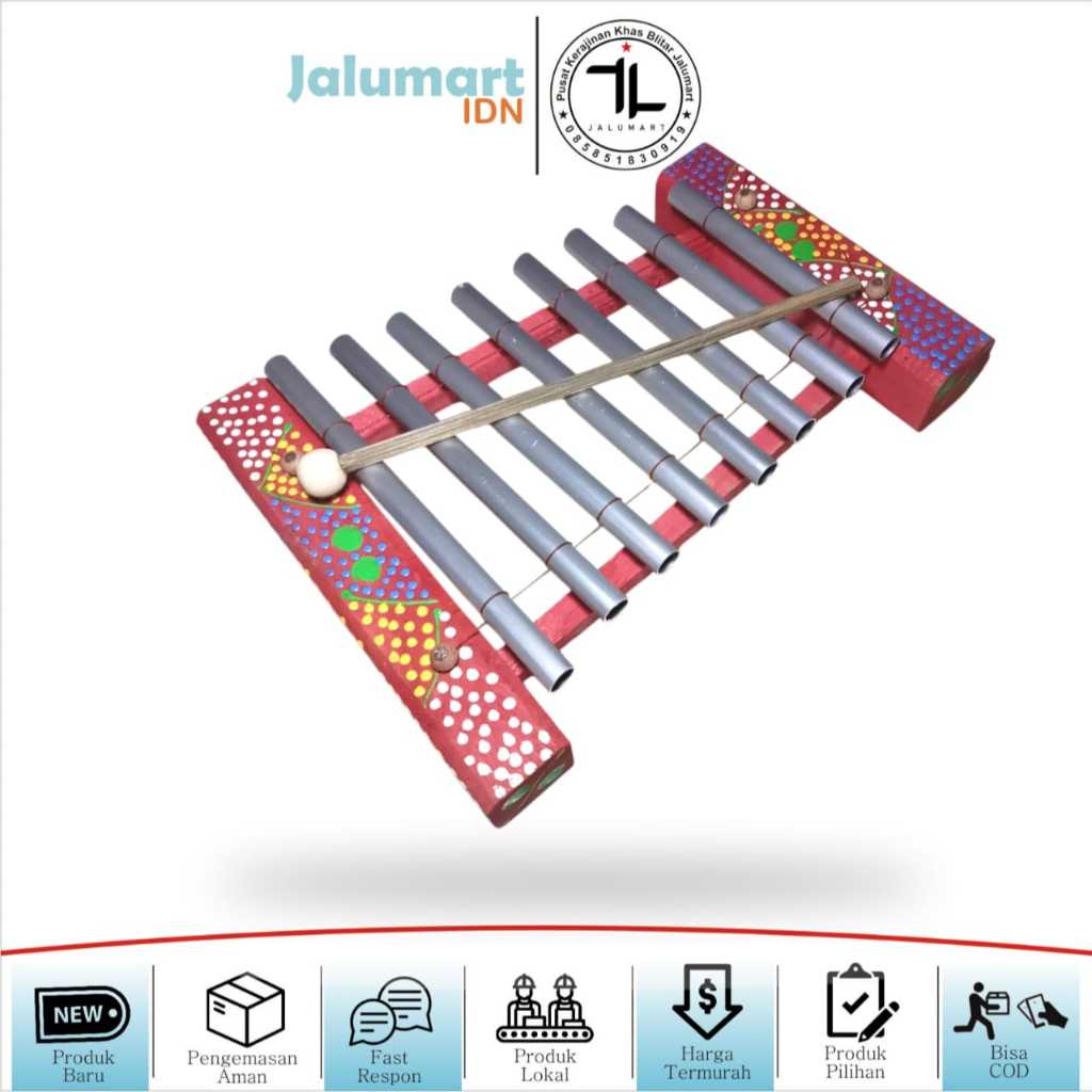 Xylophone Gambang Mini Mainan Anak Kayu Stenlis Suara Nyaring Pemukul Termasuk