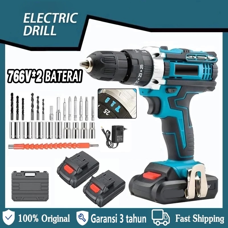 766VF Mesin Bor Cordless / Bor Baterai / Bor Listrik / Bor Listrik Set / Bor Tangan Listrik / Bor