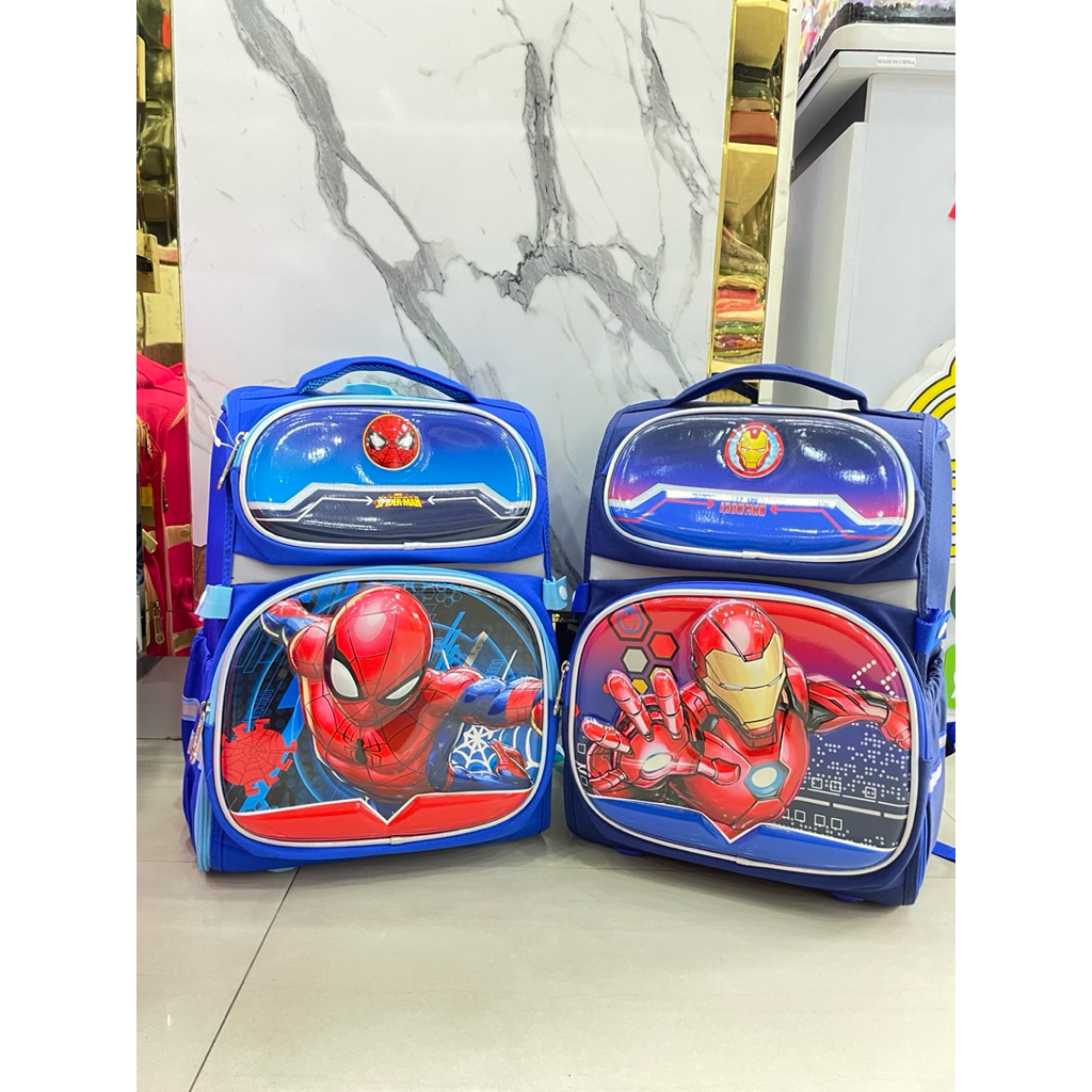 Tas Koper Anak Laki-laki Dengan Karakter Lucu dan Mewah Motif Spiderman dan Iron Man