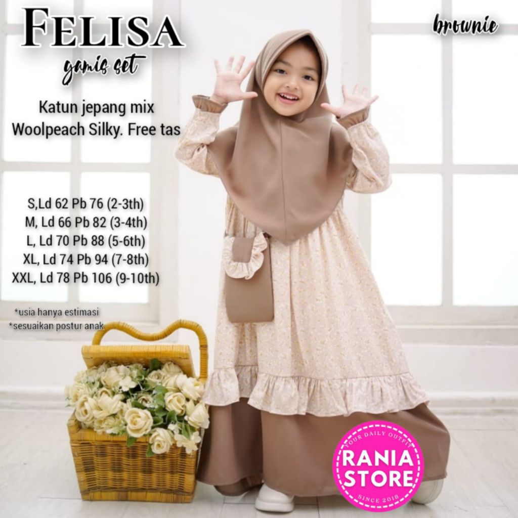 Gamis anak set Hijab, Felisa, Nanda, Marina, Zendaya, Irene, Adista, Katrin by. Rania Store