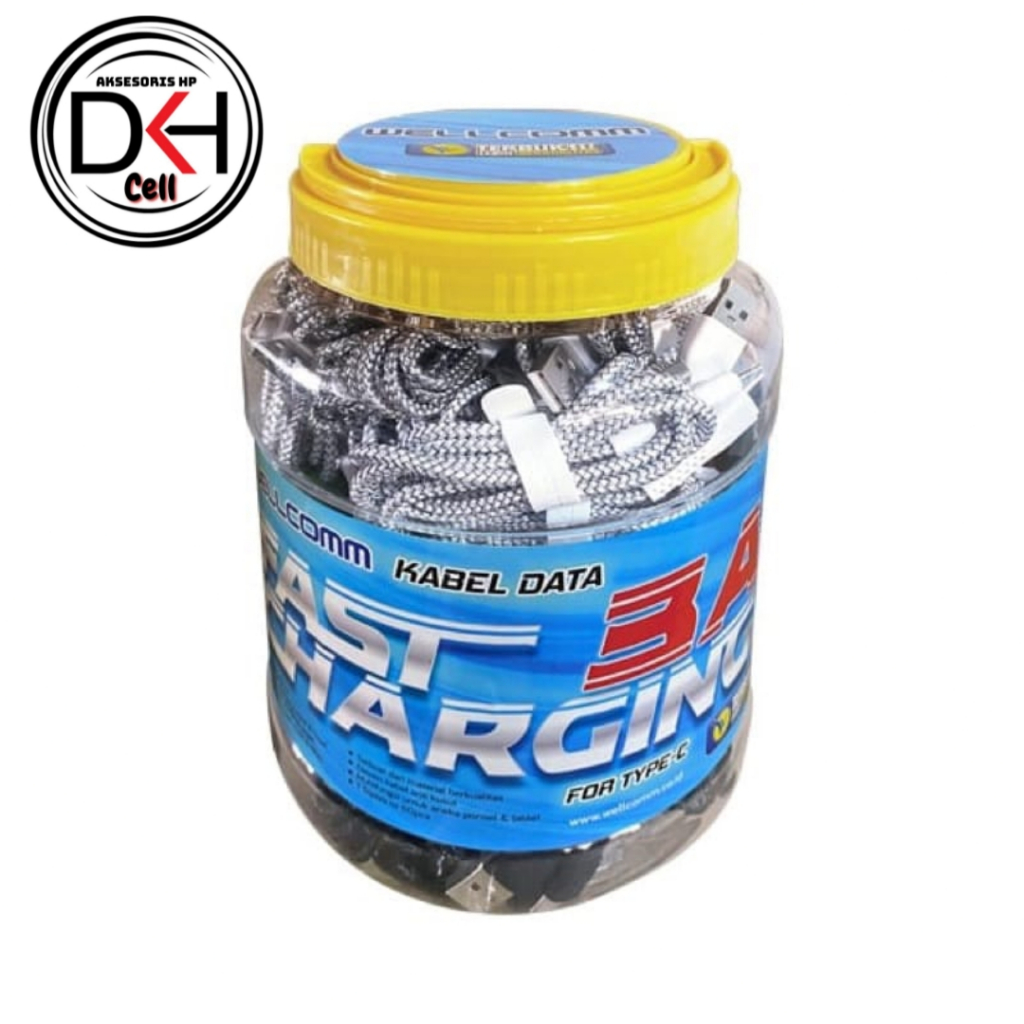 KABEL CHARGER WELLCOMM USB TO TYPE-C 3A NYLON