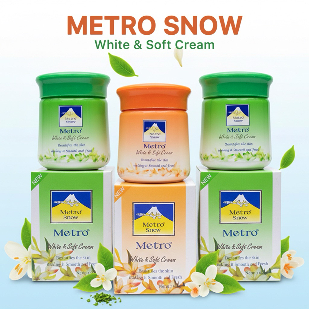GARUT || METRO SNOW White & Soft Cream 60gr || Cream Pelembab Wajah Mencerahkan || Haslin Aman 100% 