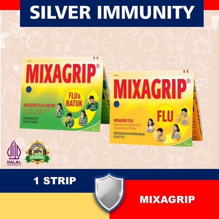 1 STRIP MIXAGRIP FLU | MIXAGRIP FLU & BATUK | 4 KAPLET | MEREDAKAN GEJALA FLU DAN BATUK