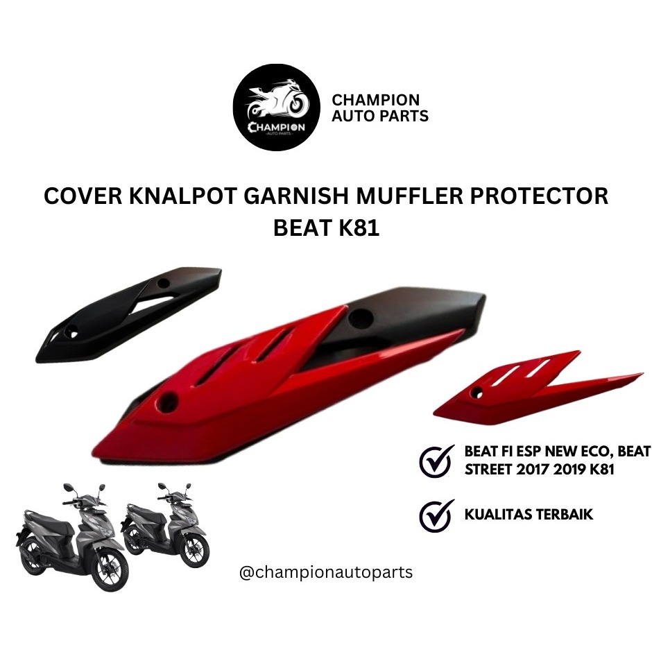 Cover Knalpot Garnish Muffler Protector Beat Fi Esp New Eco Beat Street 2017 2019 K81 Merah Silver