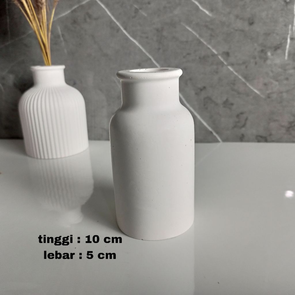 Vas Bunga Aesthetic Nordic Minimalis | Pot Semen Putih Hiasan Meja