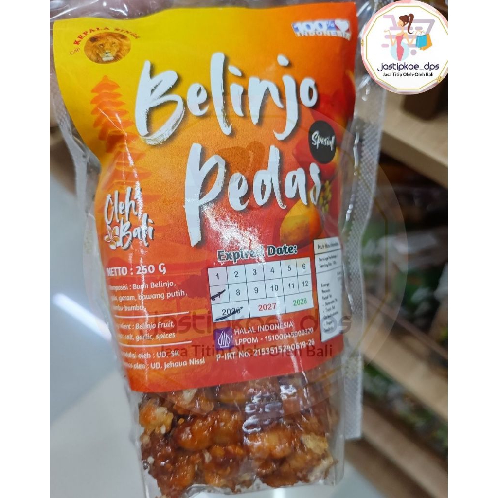 EMPING BELINJO / MELINJO PEDAS CAP KEPALA SINGA 250GR OLEH OLEH ASLI KHAS BALI + BUBBLE WRAP