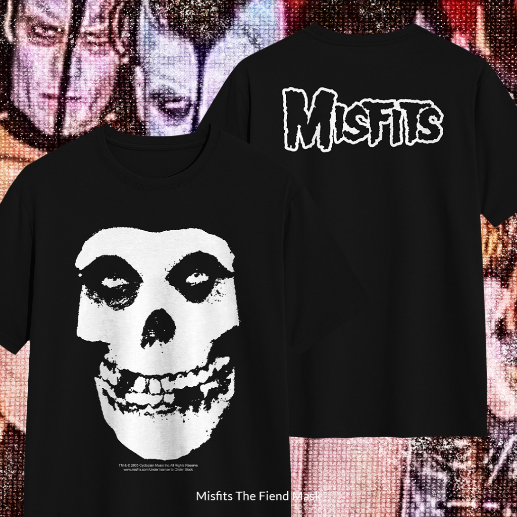 Kaos Band Misfits The Fiend Mask - Hitam