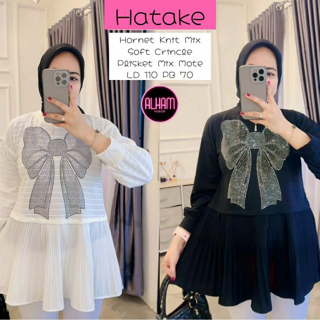 HATAKE BLOUSE ELEGAN/YEMIMA BLUS KNIT MIX CRINCLE