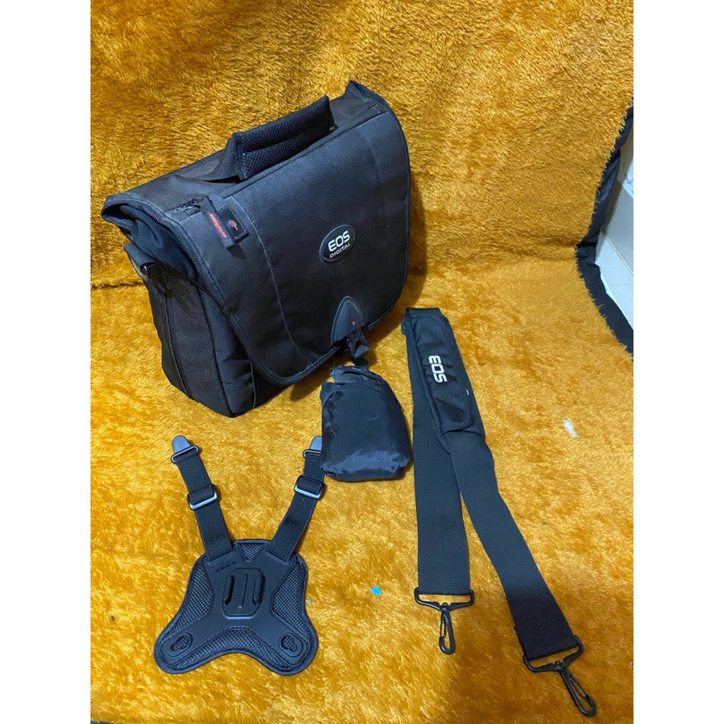 PL Tas Camera Cannon Digital Eos Selempang / Jinjing Hitam Mulus