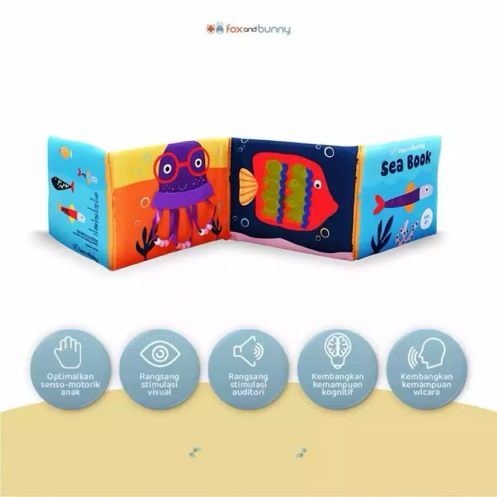 PRELOVED Fox and Bunny Baby Book Series Little Face Sea Forest / Sensory Book Color Pattern Mainan A