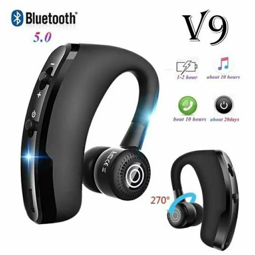 Headset Bluetooth V9 Wireless Earphone Bluetooth Earbuds Tanpa Kabel