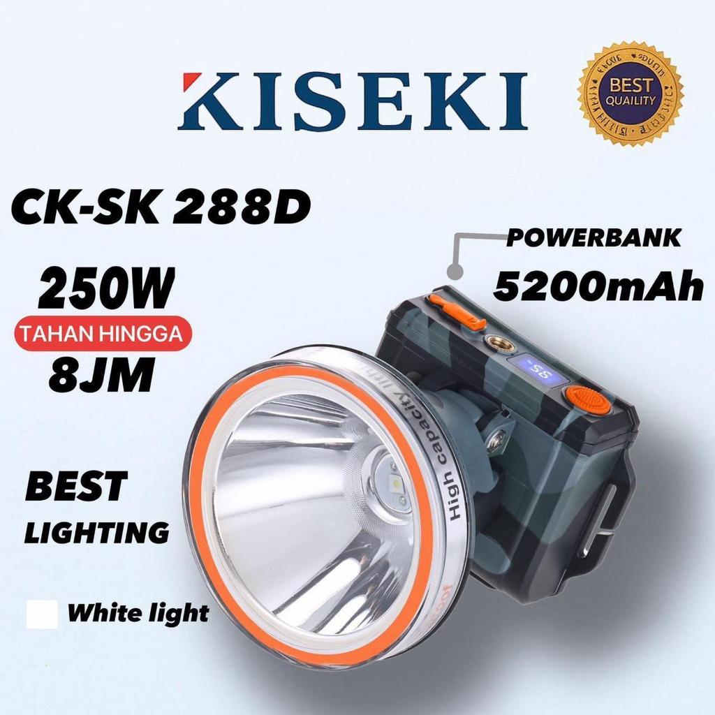 Kiseki CK-SK288D Senter Kepala Led 250W 5200mAh Cahaya Putih Super Terang Bisa Power Bank