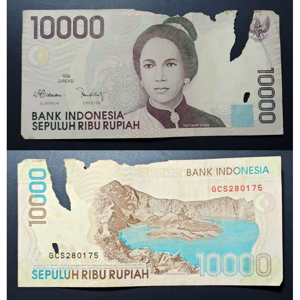 uang kuno Indonesia 10j tahun 1998 p2812