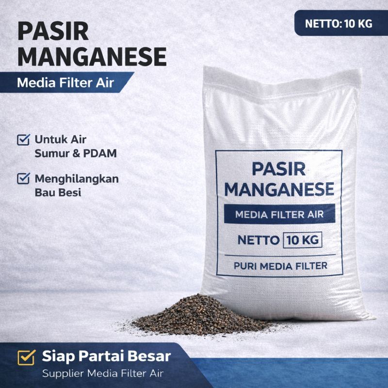 Pasir Manganese 10 KG / Manganese Filter Media / Puri Media Filter Air Menghilangkan Bau Besi & Air 