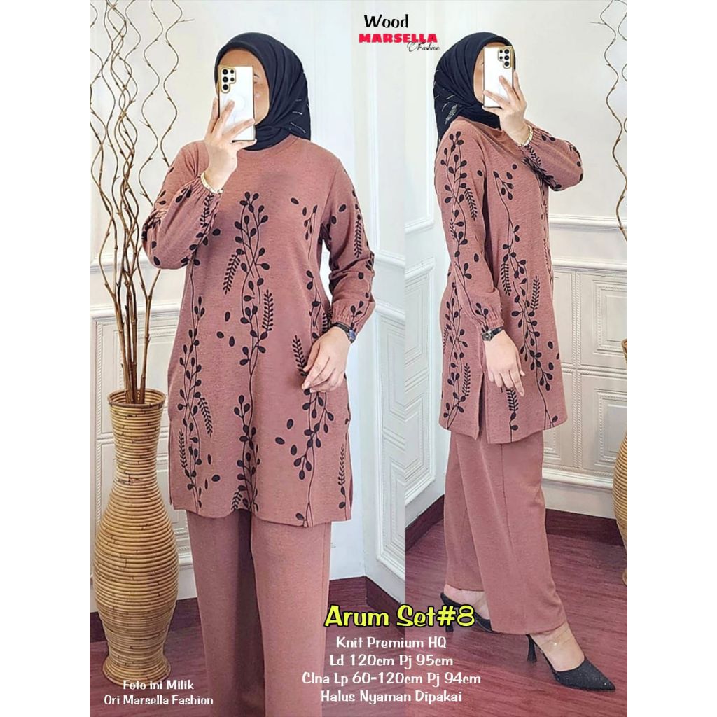 Arum Set Baju Setelan Wanita Bahan Knit Ori Marsela