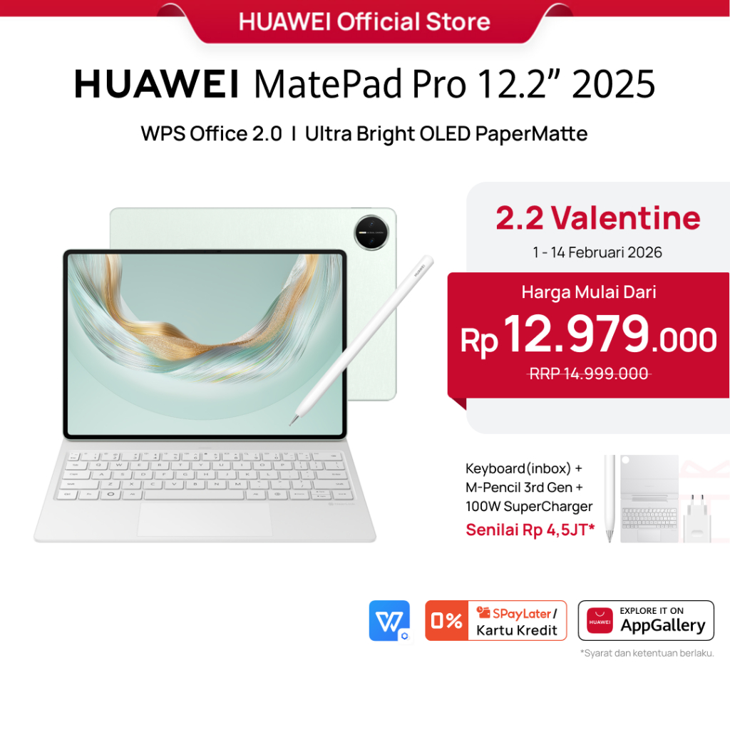 [FREE PEN & KB] HUAWEI MatePad Pro 12.2-inch 2025 Tablet | PC-level WPS | Ultra Bright OLED PaperMat
