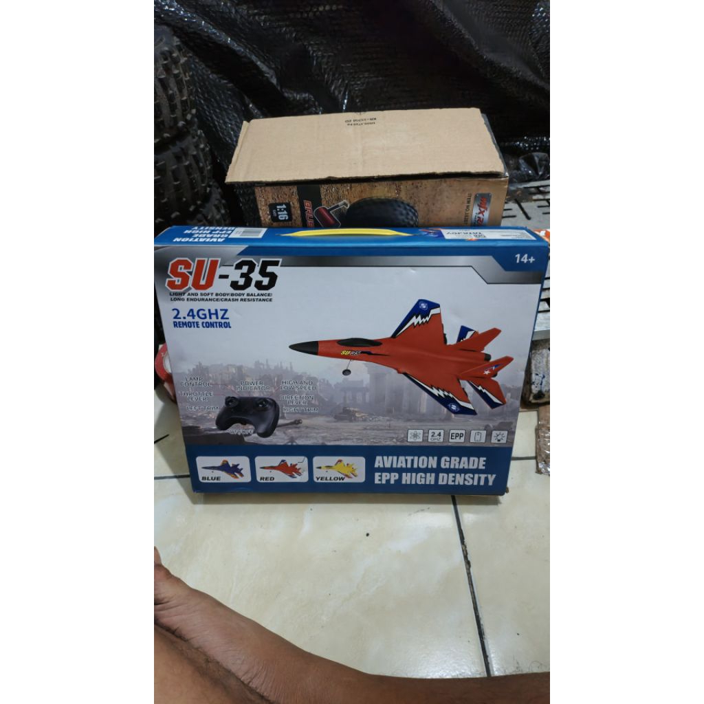 rc plane pesawat terbang shukoi SU 35 rtf tinggal main