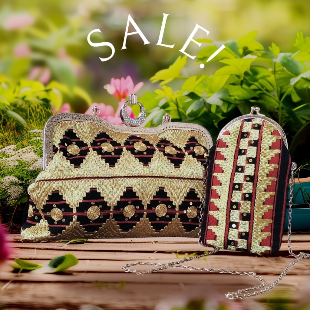 Sling Bag HP Tapis Lampung Sulam Tangan Benang Emas – Tas Ponsel Wanita Handmade - Lampung Heritage