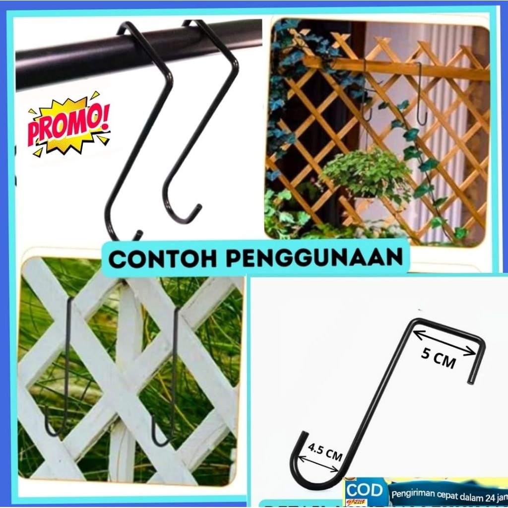 Hook s pengait besi pagar/gantungan s balkon centolan pot sangkar/pengait s bahan besi antikarat