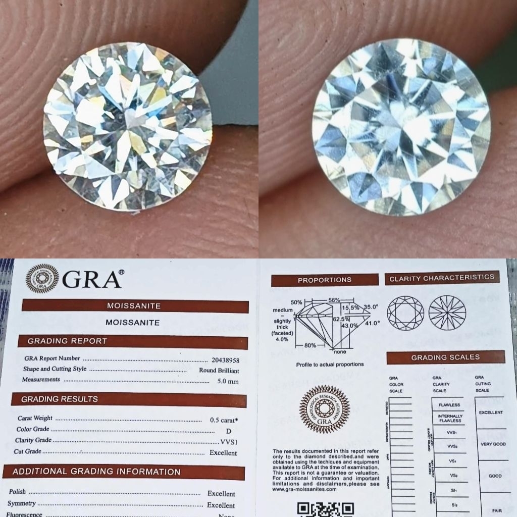 Diamond moissanite colorles sertifikat GRA