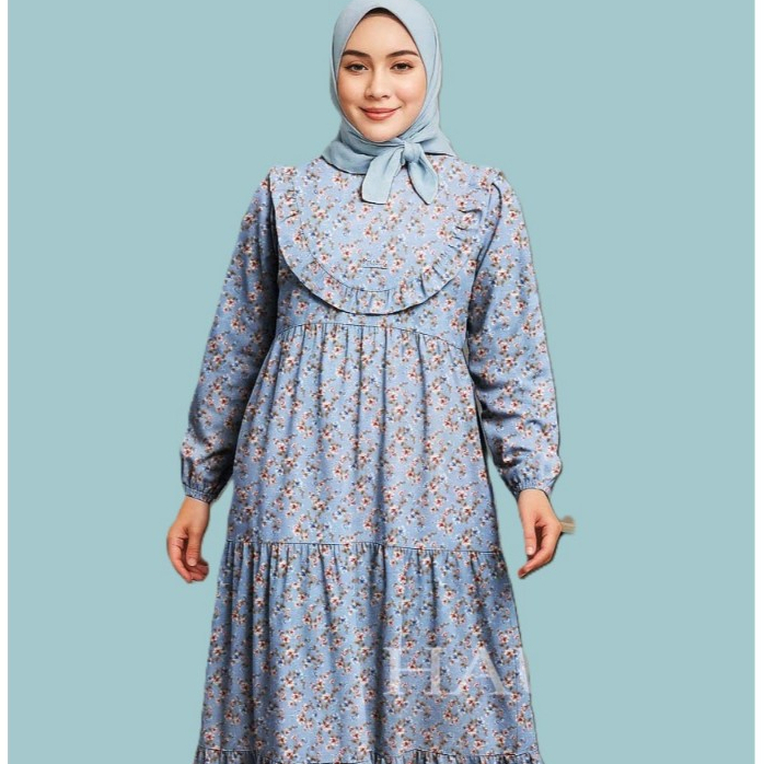 GAMIS HAURA REMPEL SUSUN MOTIF BUNGA HOMEYDRESS GAMIS MUSLIM LEBARAN
