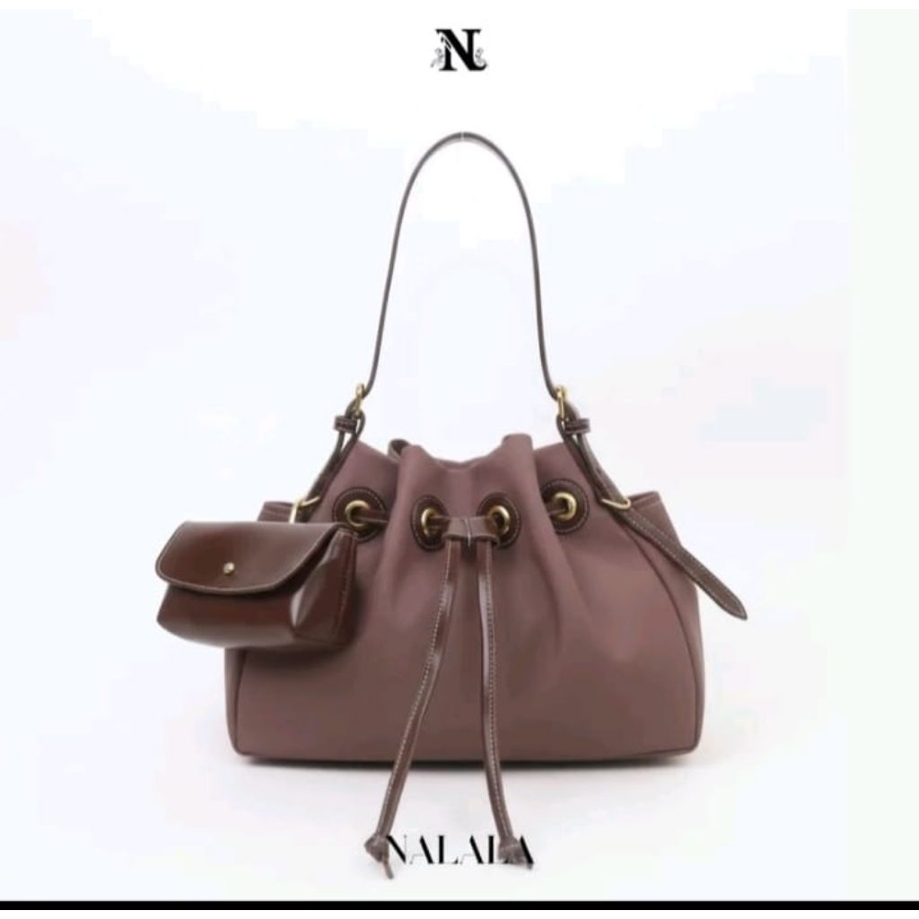tas fashion serut dari nalala coklat dan hitam