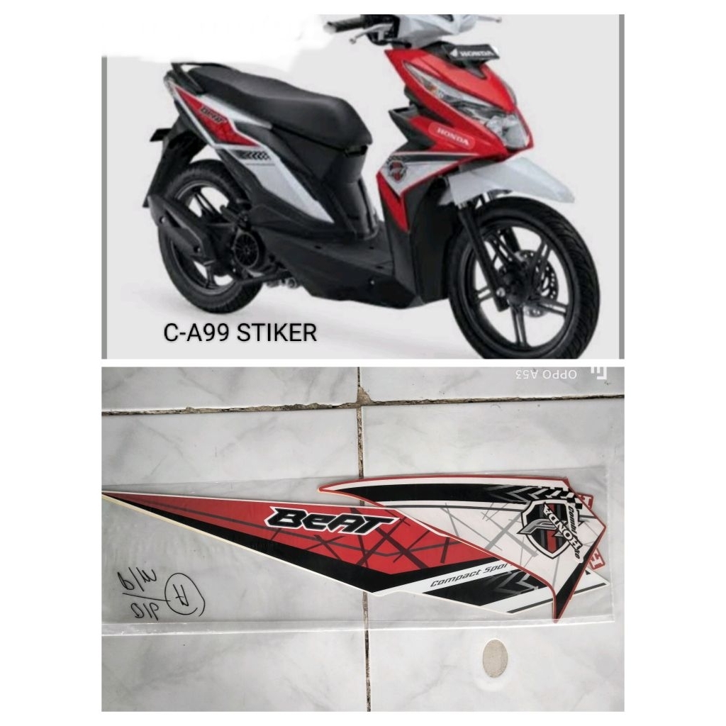striping original beat 2017 putih merah