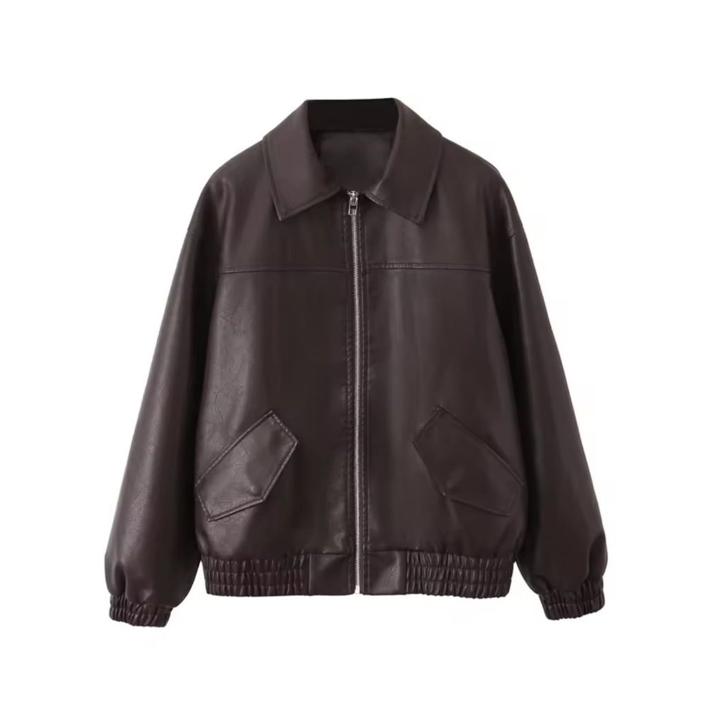 Jaket kulit boxy pria dan wanita/Leather jacket oversize KLP