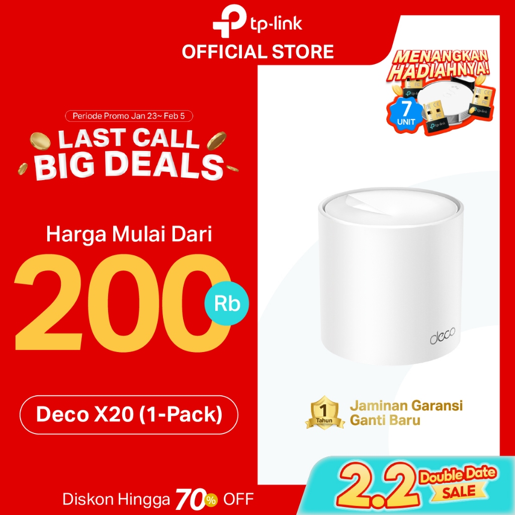 TP-Link Deco X20 | AX1800 Mesh WiFi 6 System | Dual Band | Gigabit | AI-Driven | Seamless Roaming