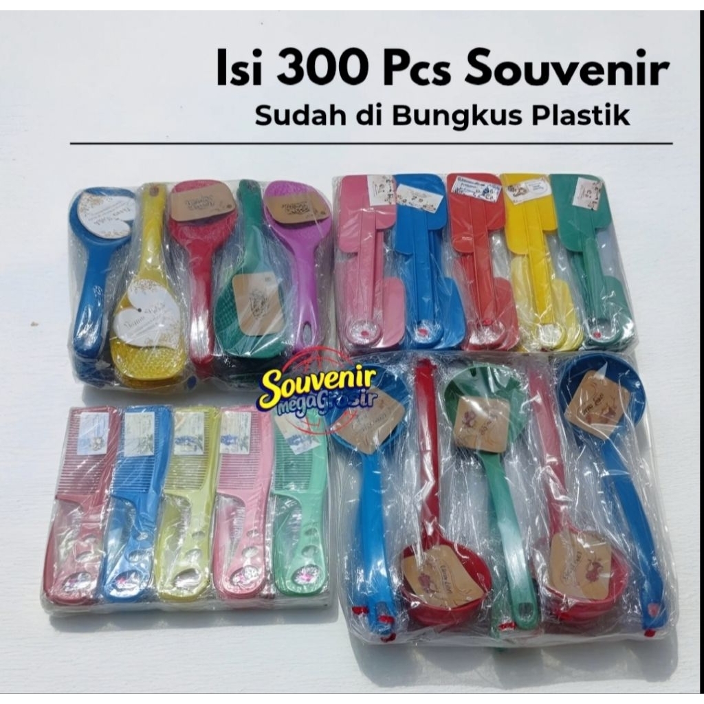 Isi 300 pcs Paket Hemat Souvenir centong sayur magicom spatula sisir + Gratis kartu ucapan