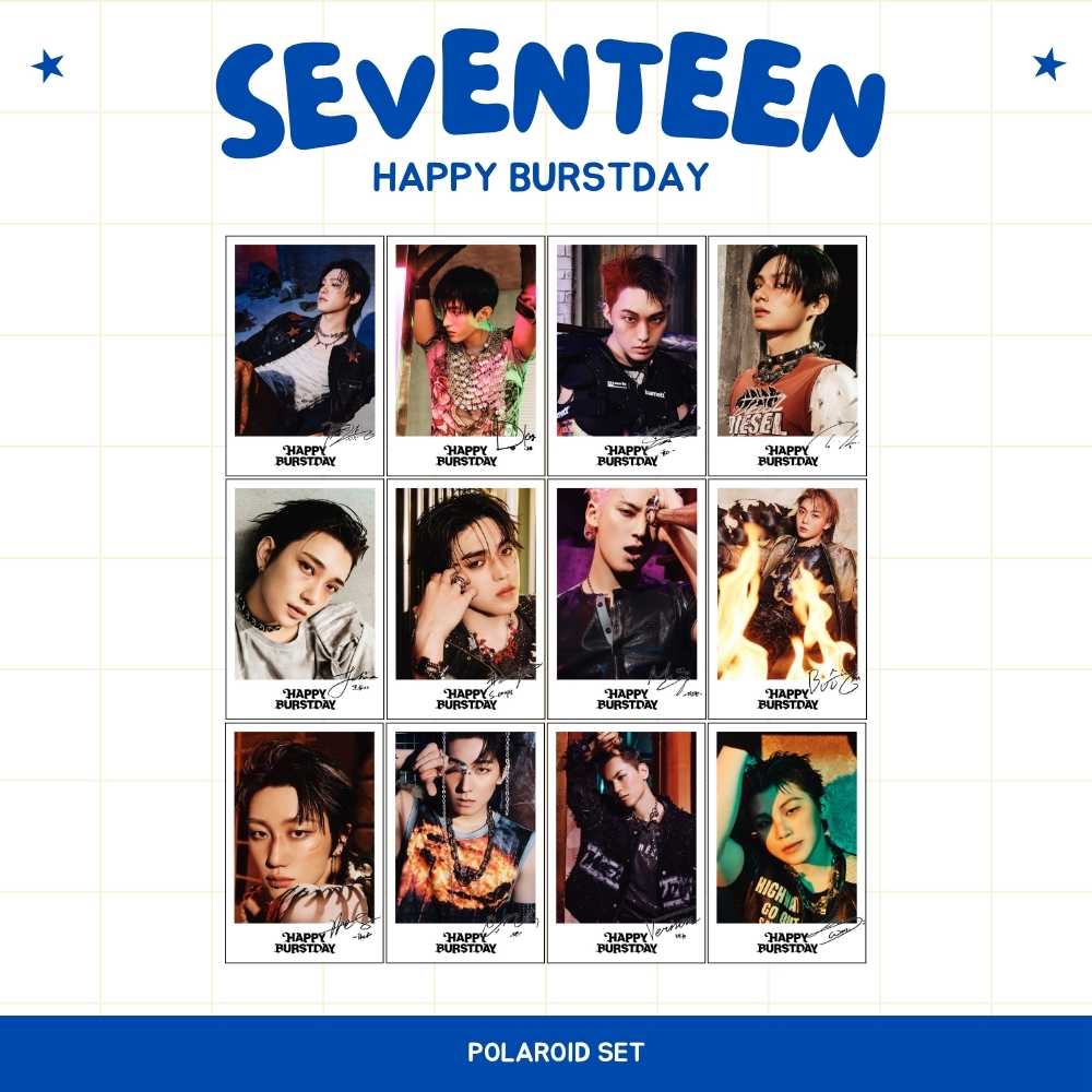 HOLOGRAM POLAROID SEVENTEEN HAPPY BURSTDAY 14 PCS KPOP MURAH UNOFFICIAL SCOUPS WONWOO MINGYU VERNON