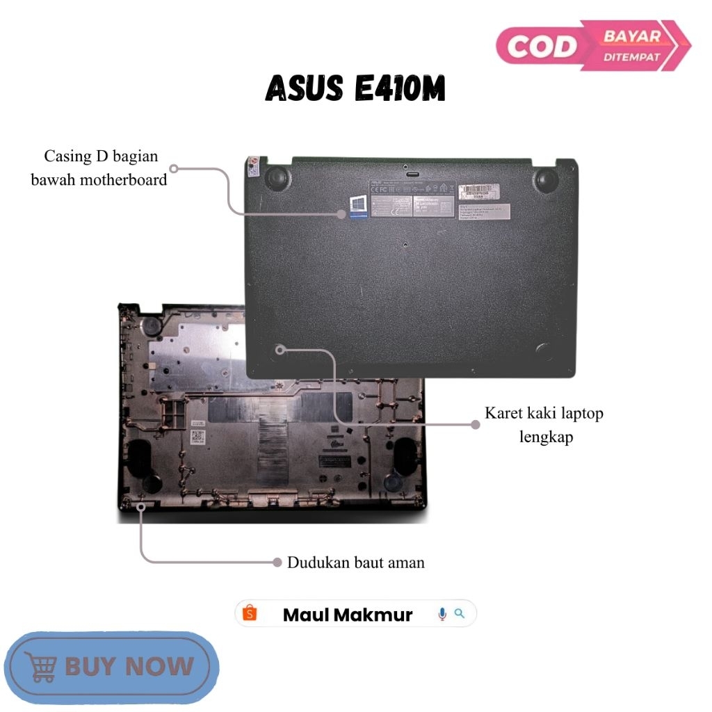 SECOND Casing Bawah Laptop | Asus E410M | Casing D Bagian Bawah Motherboard Laptop