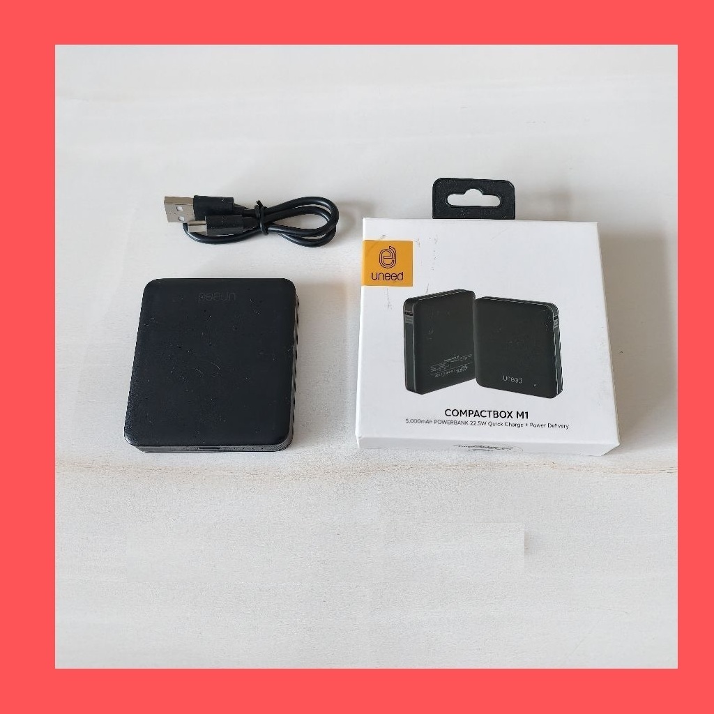 UNEED Compact Box Mini Series Powerbank 5.000mAh 22.5W QC PD - UPB423 + Kabel USB A to C Ori | Power