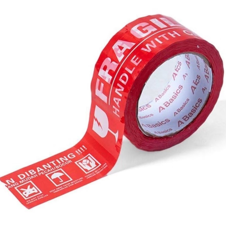 Lakban Fragile Lebar 2 inch | Lakban Fragile Merah | Lakban Fragile Putih