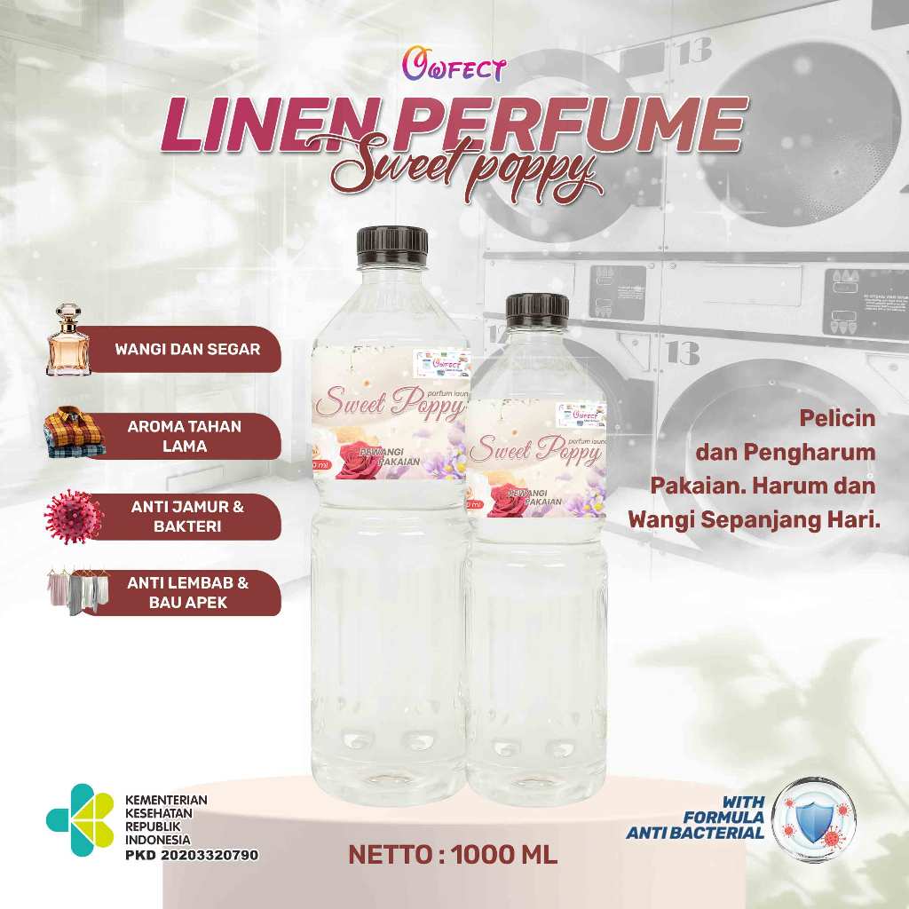 Parfum laundry Owfect Sweet Poppy Paling Murah dan Tahan Lama kemasan 1000ML