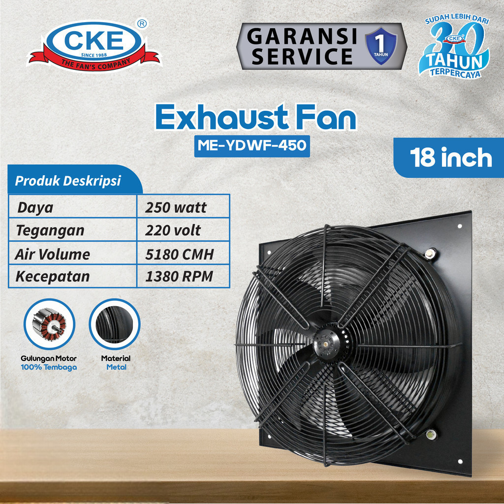 CKE Exhaust Fan 18 Inch Kipas Cooling Pendingin Mesin Chiller Ventilasi Udara Angin Kencang Industri