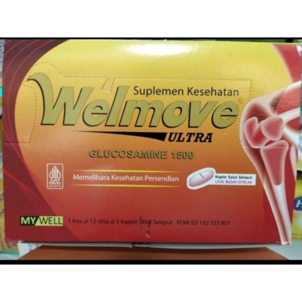 Suplemen Sendi Welmove Ultra - Glucosamine 1500mg, Vitamin C & Mineral, Dosis 1 Kaplet/Hari