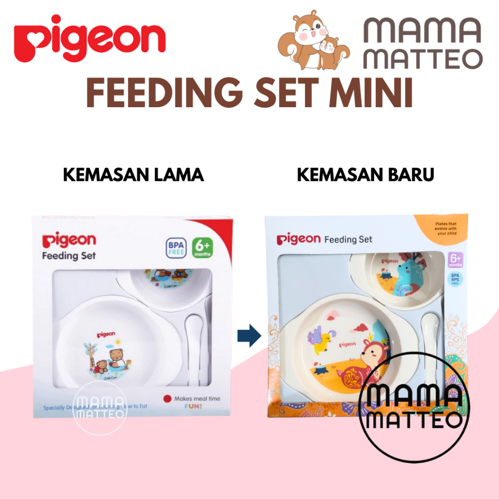 PIGEON Feeding Set Mini / Peralatan Makan Bayi / Alat Makan MPASI Pigeon BANDUNG